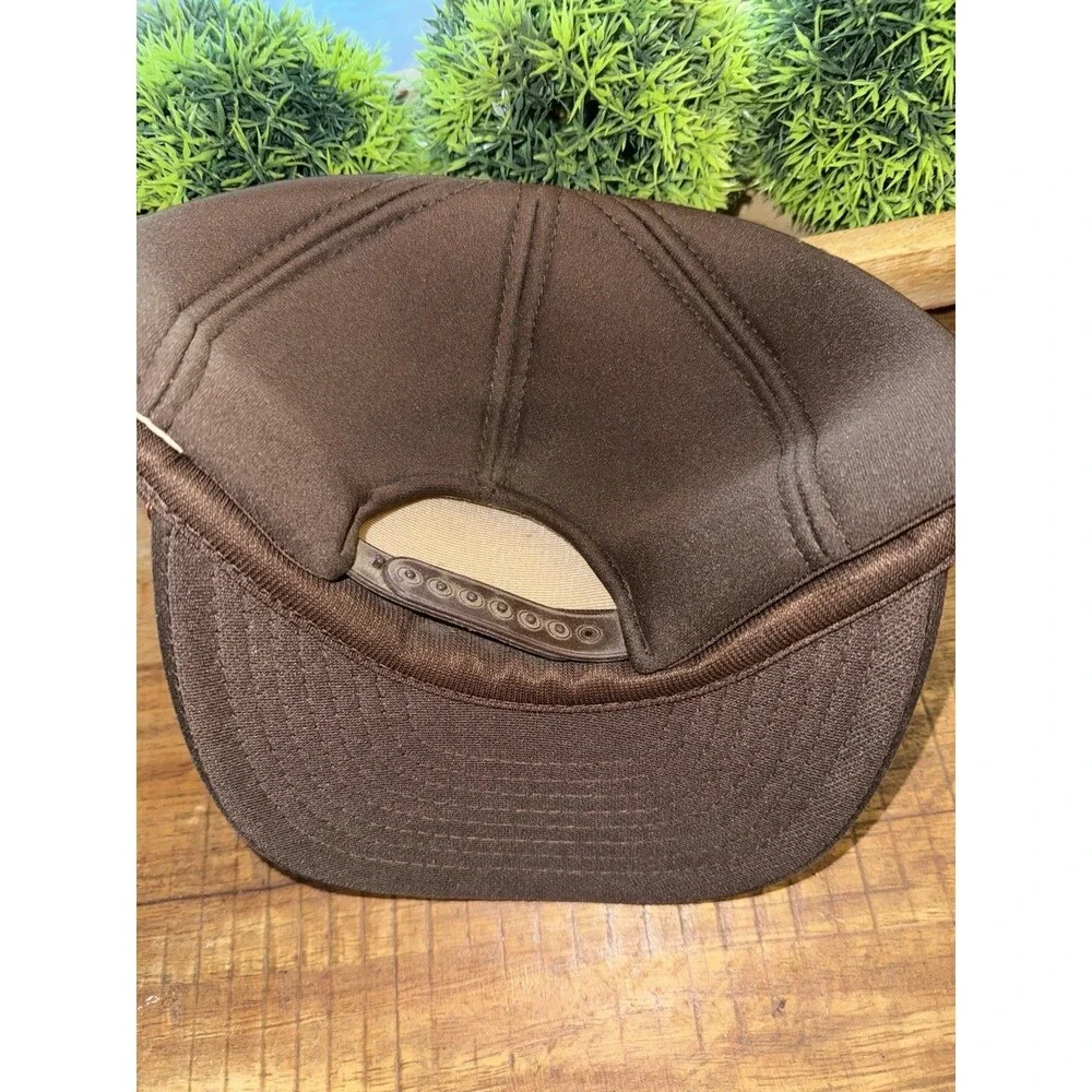VINTAGE Breithaupt LUMBER Snap Back Mesh Trucker Hat Brown TOOLS Hanmer Saw